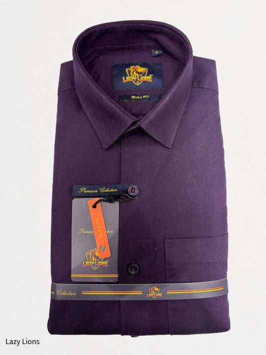Lazy Lions Oxford Plain Plum Purple Color Shirt