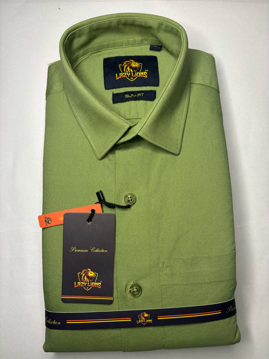 Lazy Lions Plain Cotton shirt | Parrot green